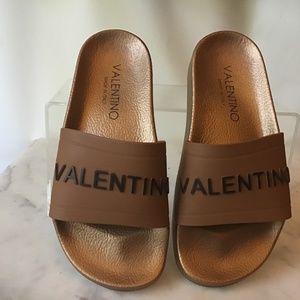 Valentino Iride Copper Slides Logo lettering Size 36 6